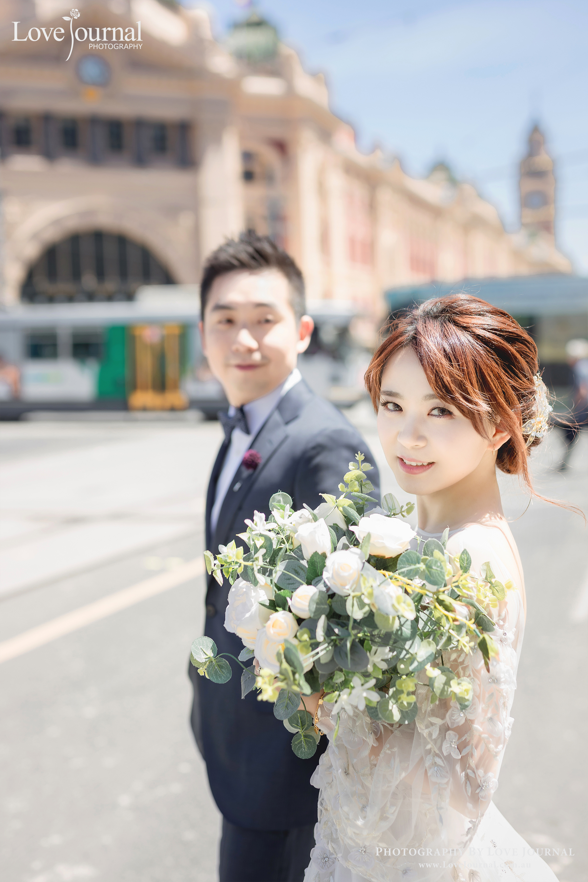 Flinder Street Station婚纱摄影, 中央车站夜景婚纱摄影 ,墨尔本中央车站婚纱摄影